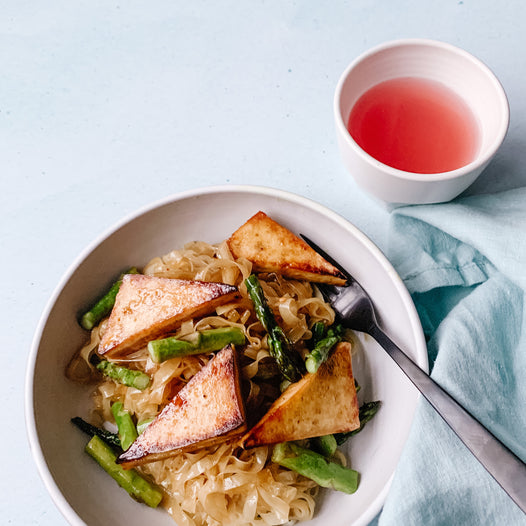 Sheet Pan Tofu & Asparagus with Noodles