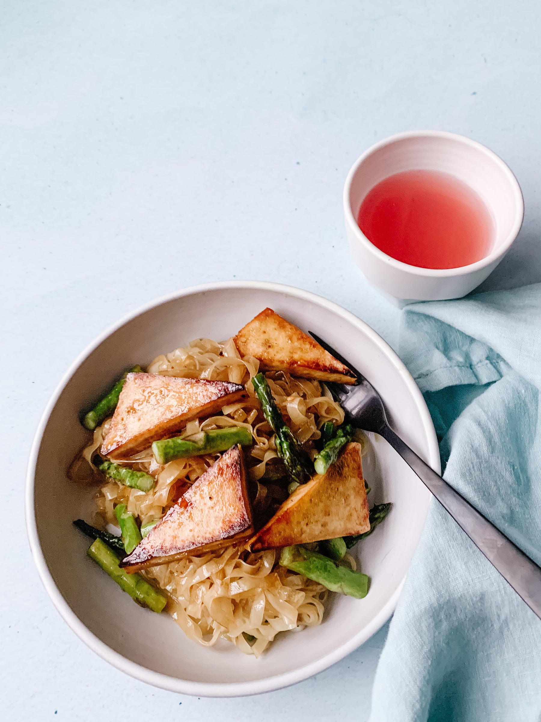 Sheet Pan Tofu & Asparagus with Noodles