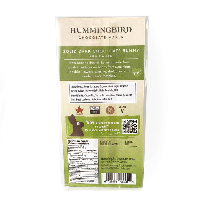 Hummingbird Chocolate Maker - Benny Bunny - Solid Dark Chocolate